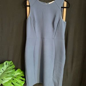 Gray blue asymmetrical work dress